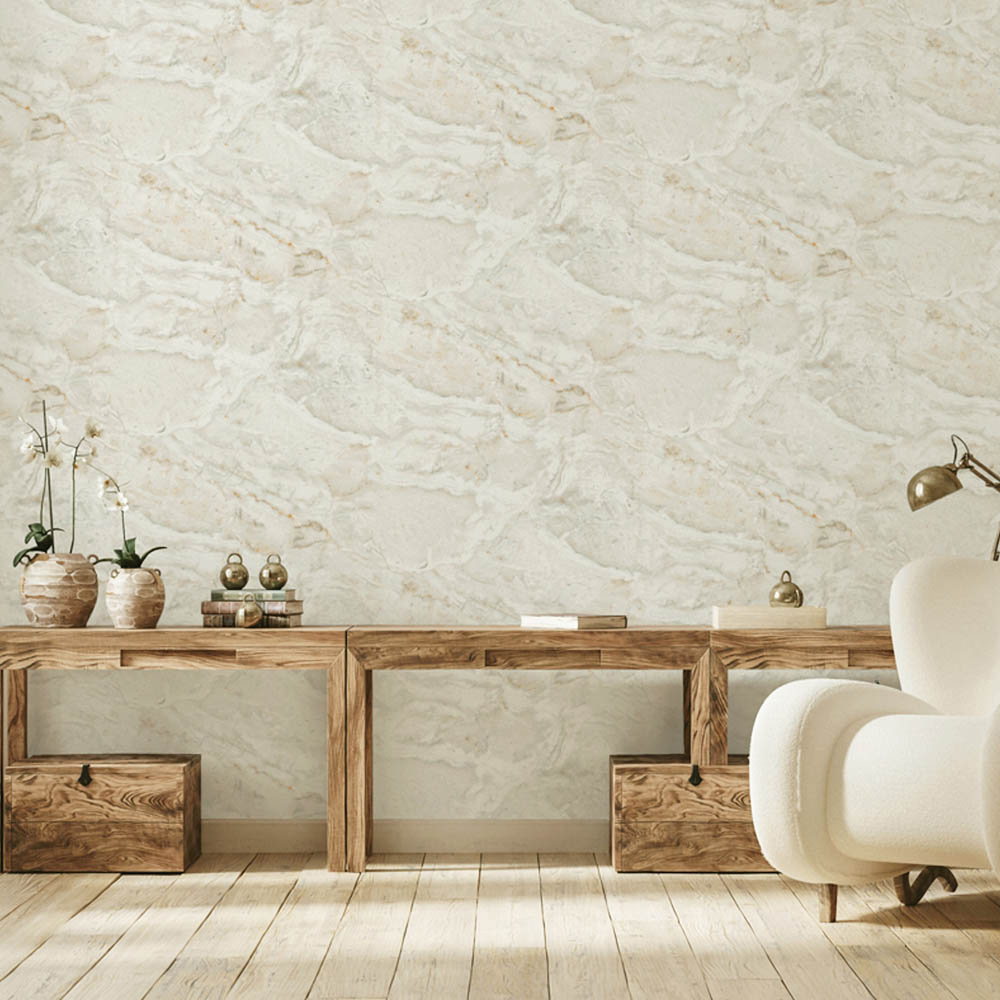 Arthouse Paros Marble Off White and Gold Wallpaper Image 6