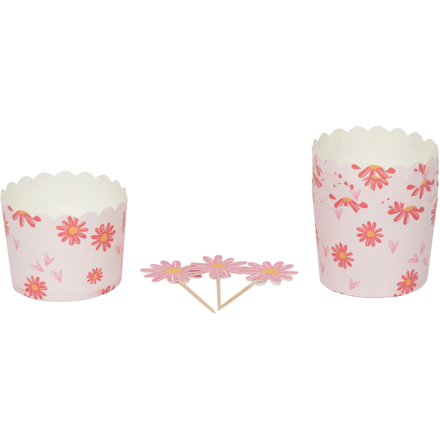 Pack of 12 Daisy Daze Cupcake Cases & Toppers - Pink Image 5