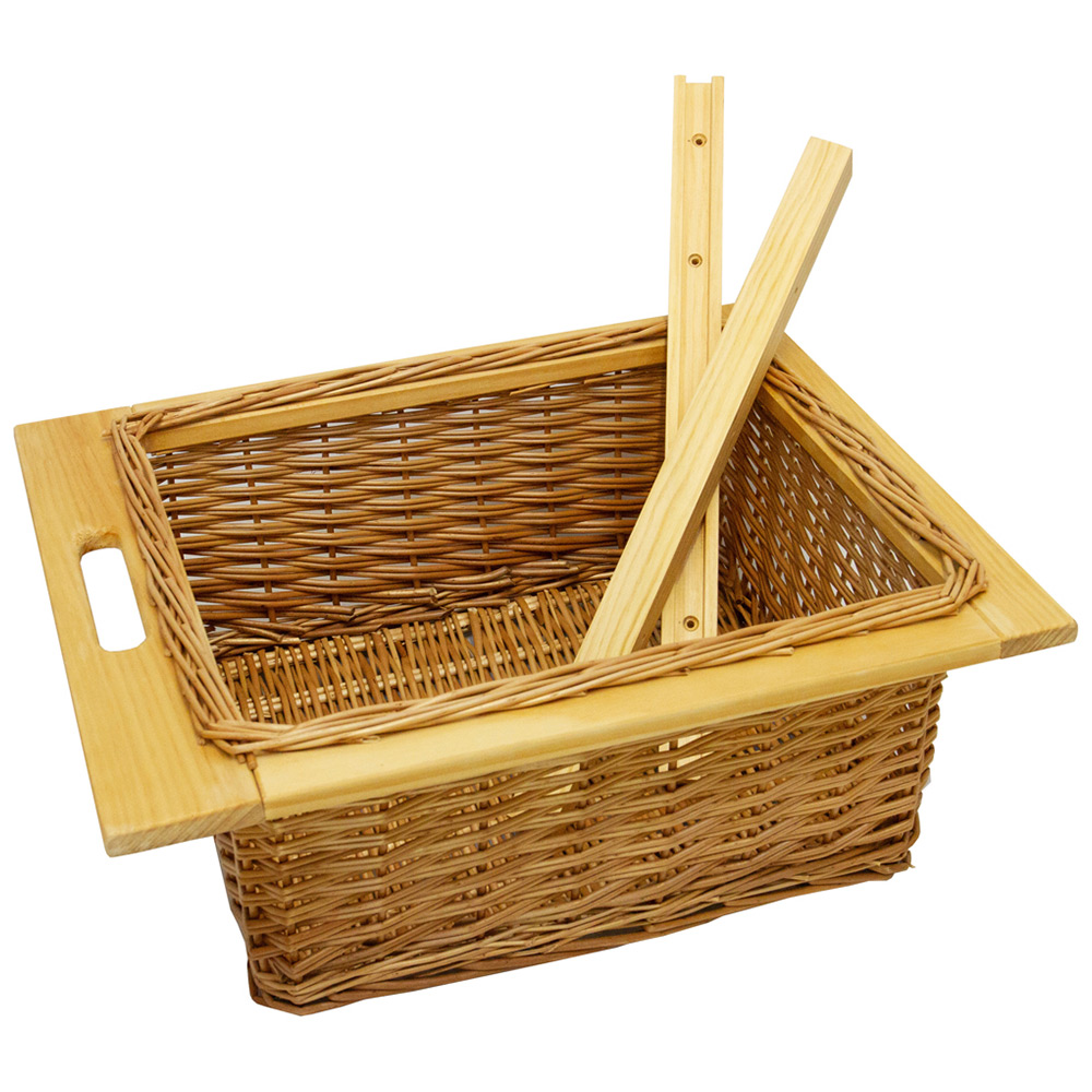Kukoo Brown Beech and Rattan Wicker Pull Out Kitchen Basket Image 3