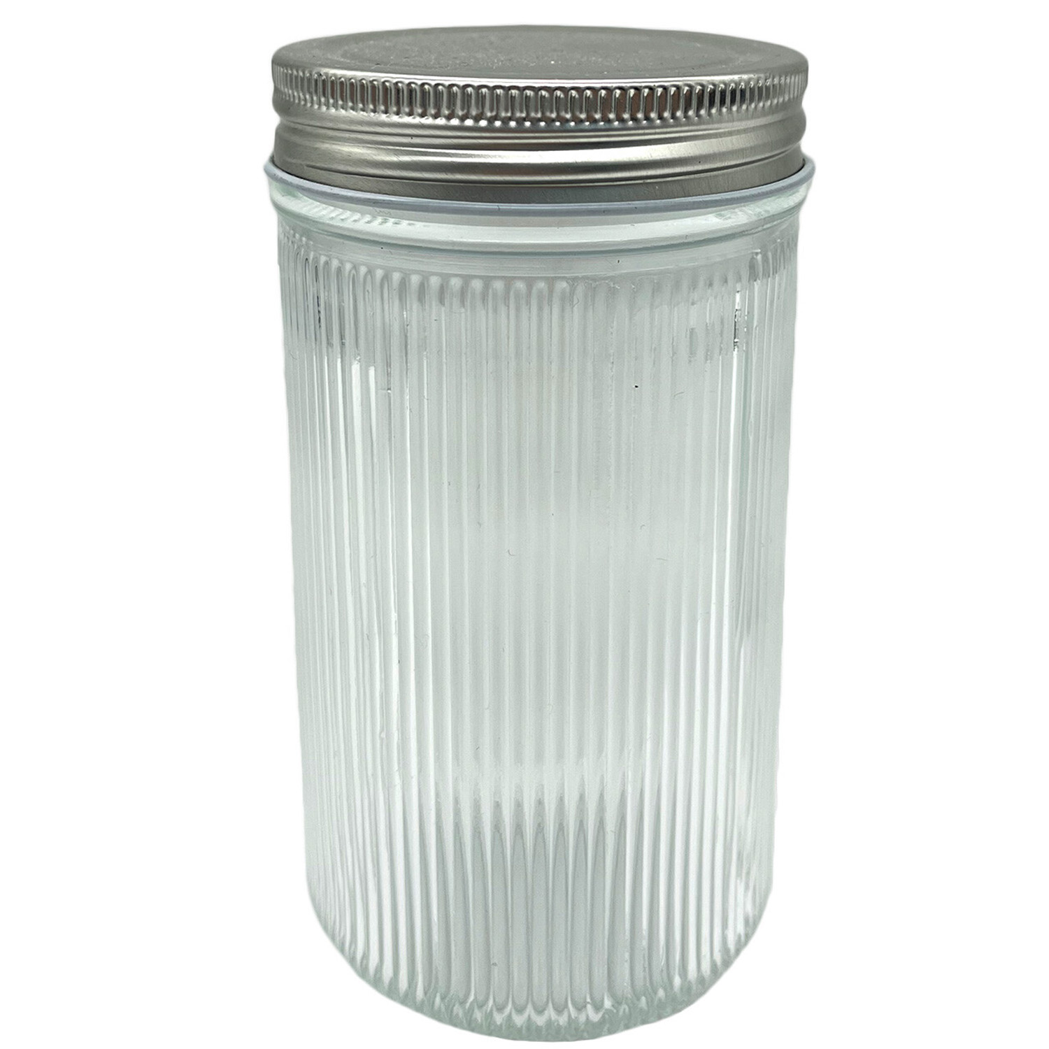 Clear Ribbed Glass Large Storage Jar Image