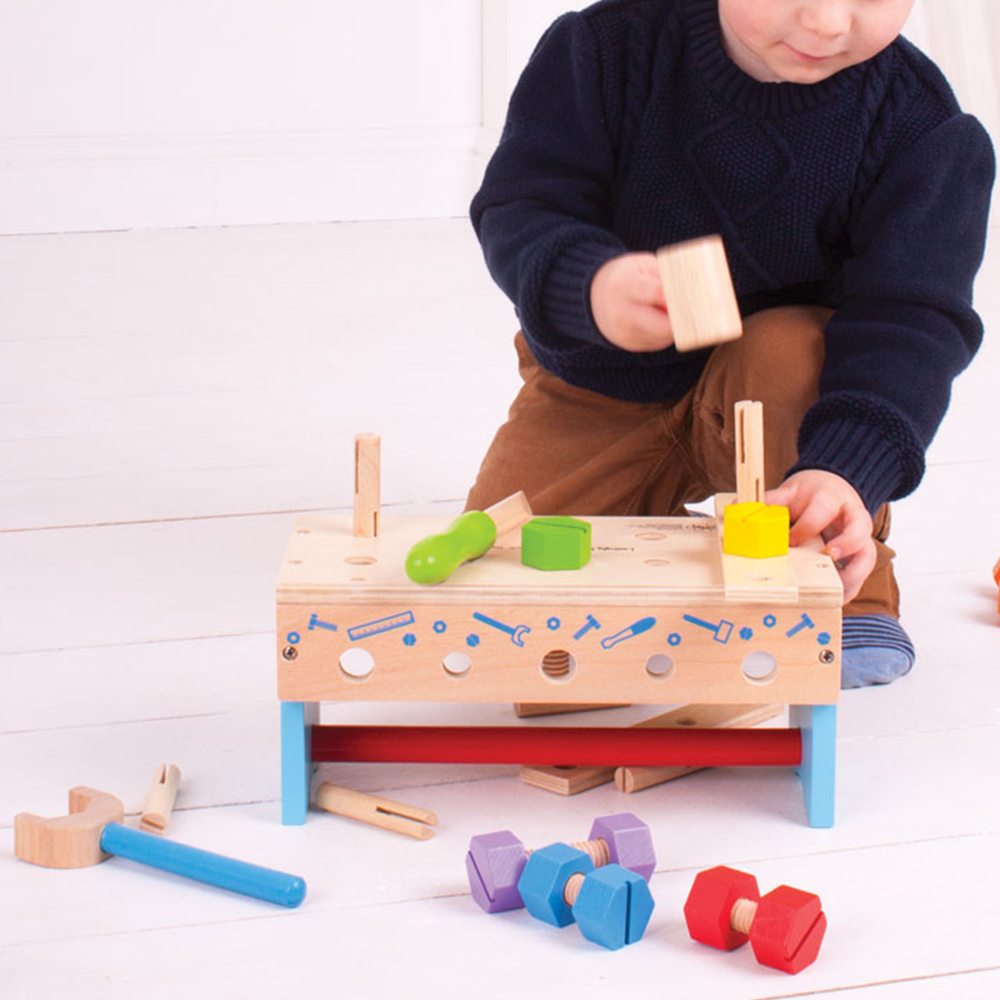 Bigjigs Toys Wooden Kids Workbench Multicolour Image 6