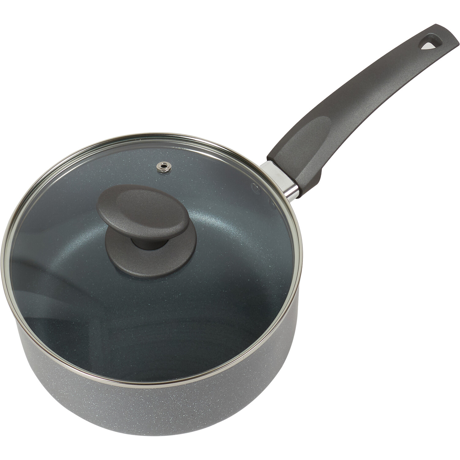 Marble Finish Saucepan with Lid - Black / Large Image 4