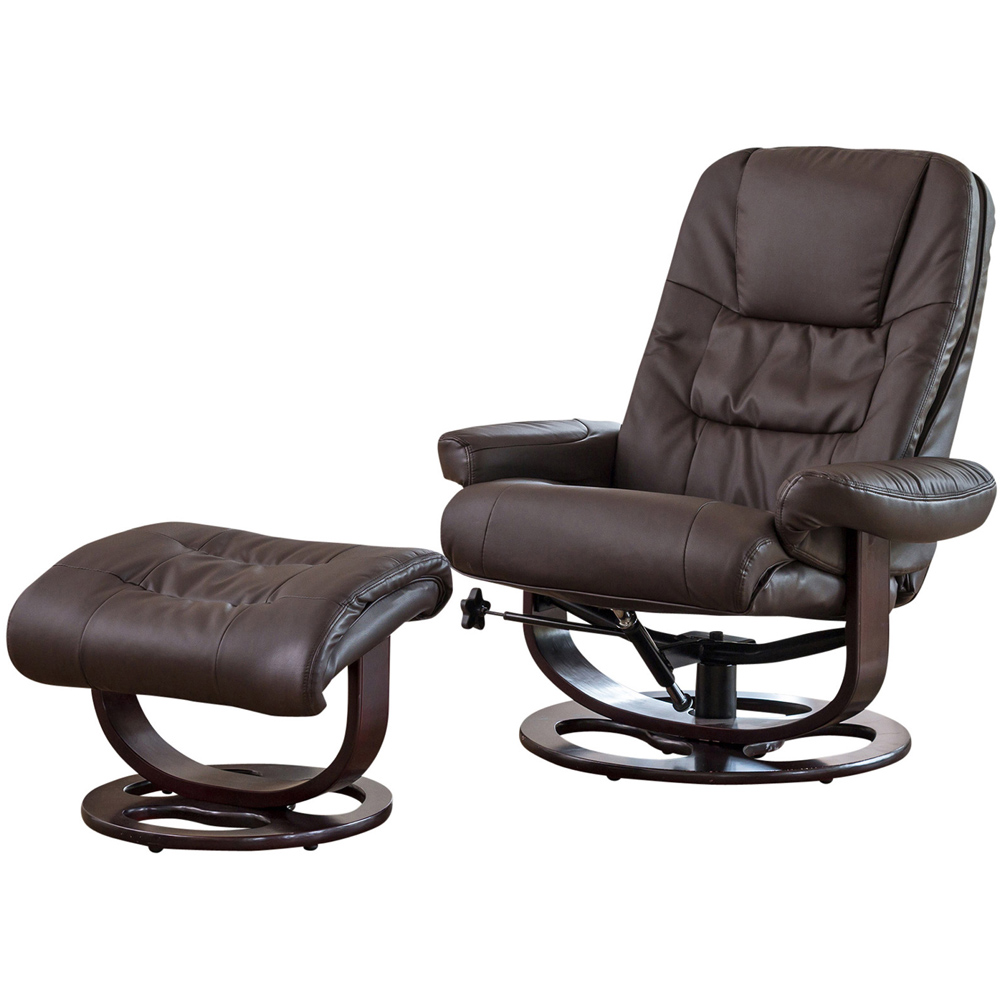 Artemis Home Burdell Brown Massage and Heat Swivel Recliner Chair with Footstool Image 2