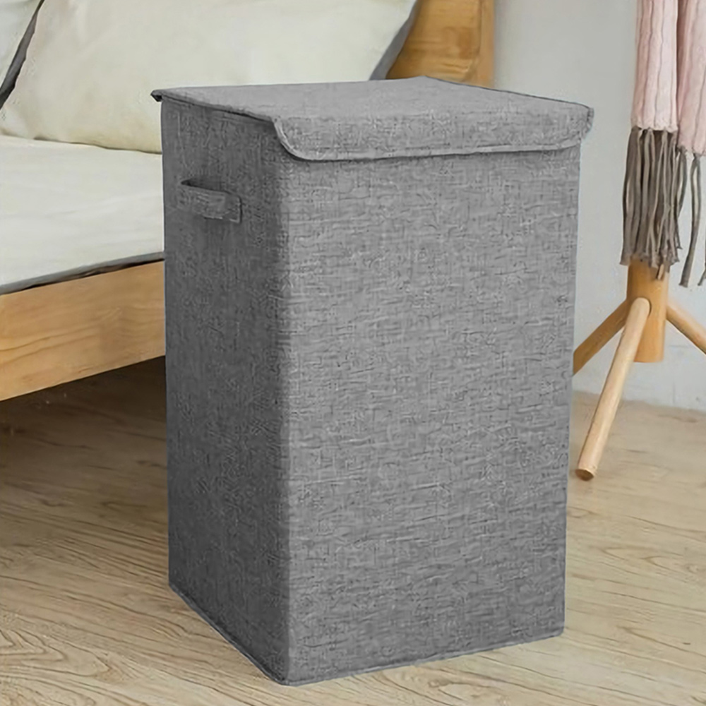 Living and Home Grey Foldable Laundry Basket Image 4