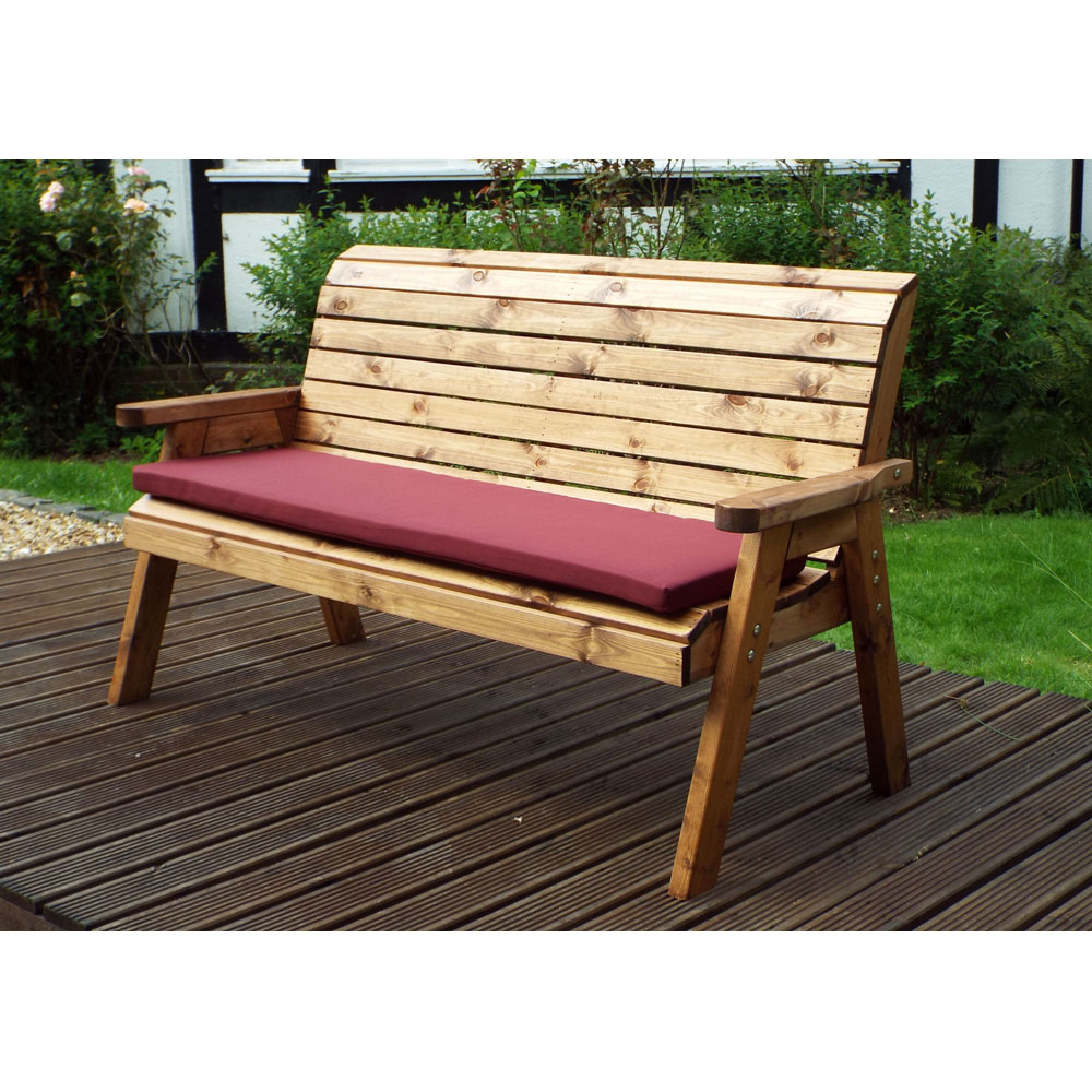 Charles Taylor 3 Seater Winchester Bench with Red Cushions Image 8