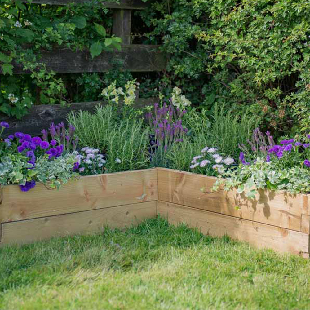Forest Garden Timber Outdoor Caledonian Corner Raised Planter Bed Image 1