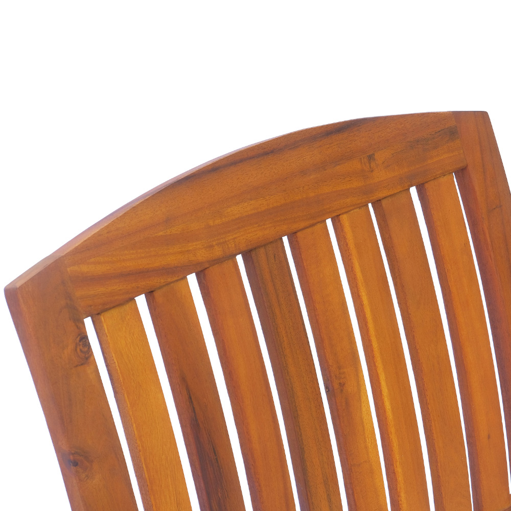 Outsunny Teak Acacia Wood Rocking Chair with Cushion Image 4