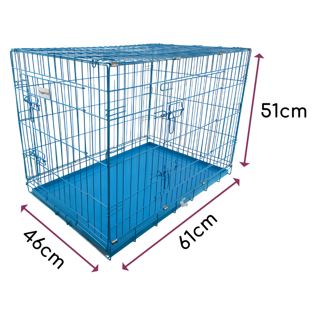 HugglePets Small Blue Dog Cage with Metal Tray 61cm Image 5