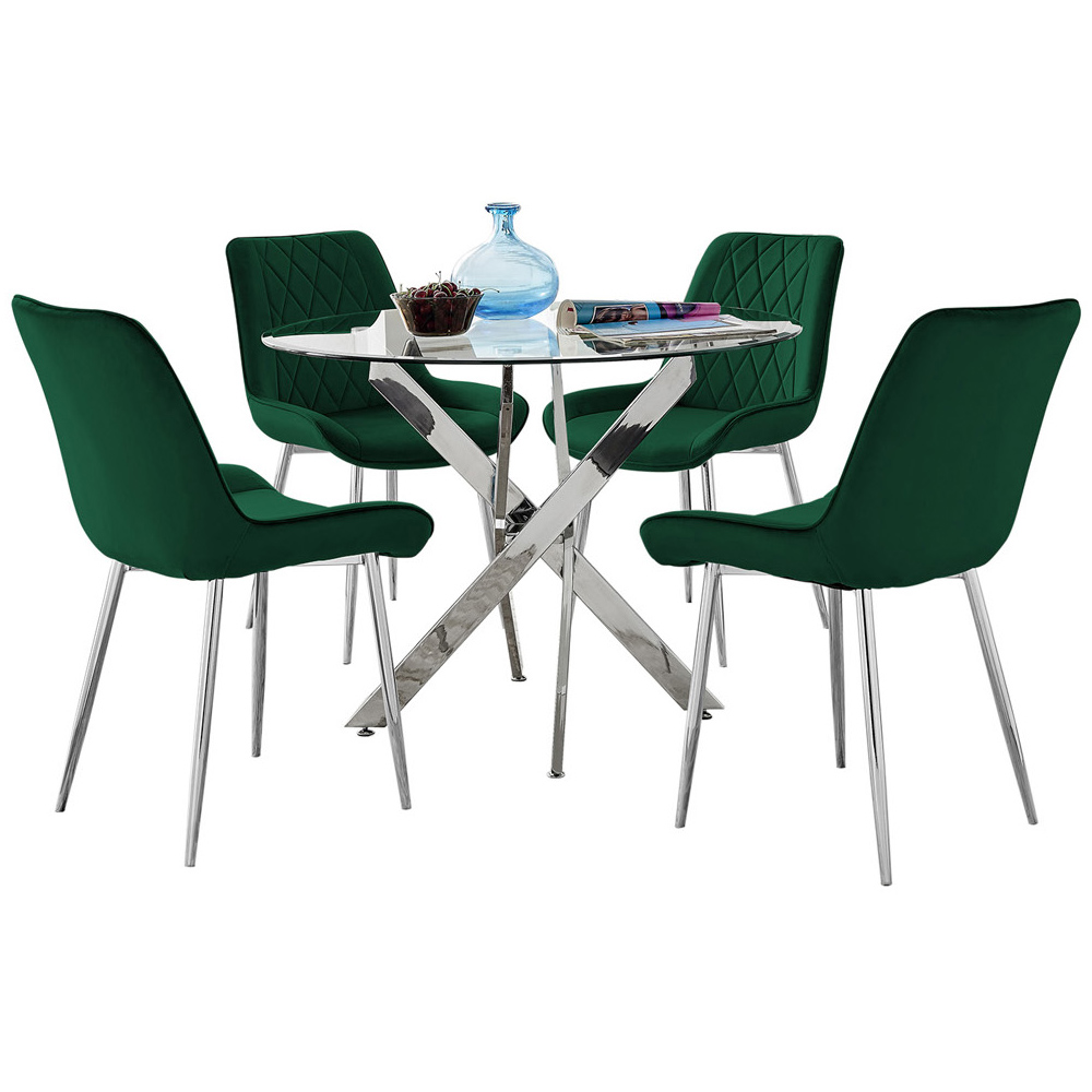Furniturebox Arona Cesano 4 Seater Round Dining Set Green Image 2
