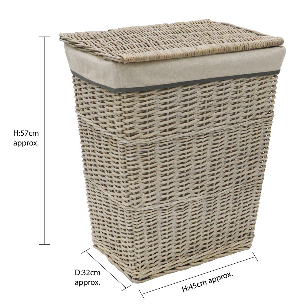 JVL Arianna Grey Rectangular Tapered Willow Linen Laundry Basket 65L Image 5