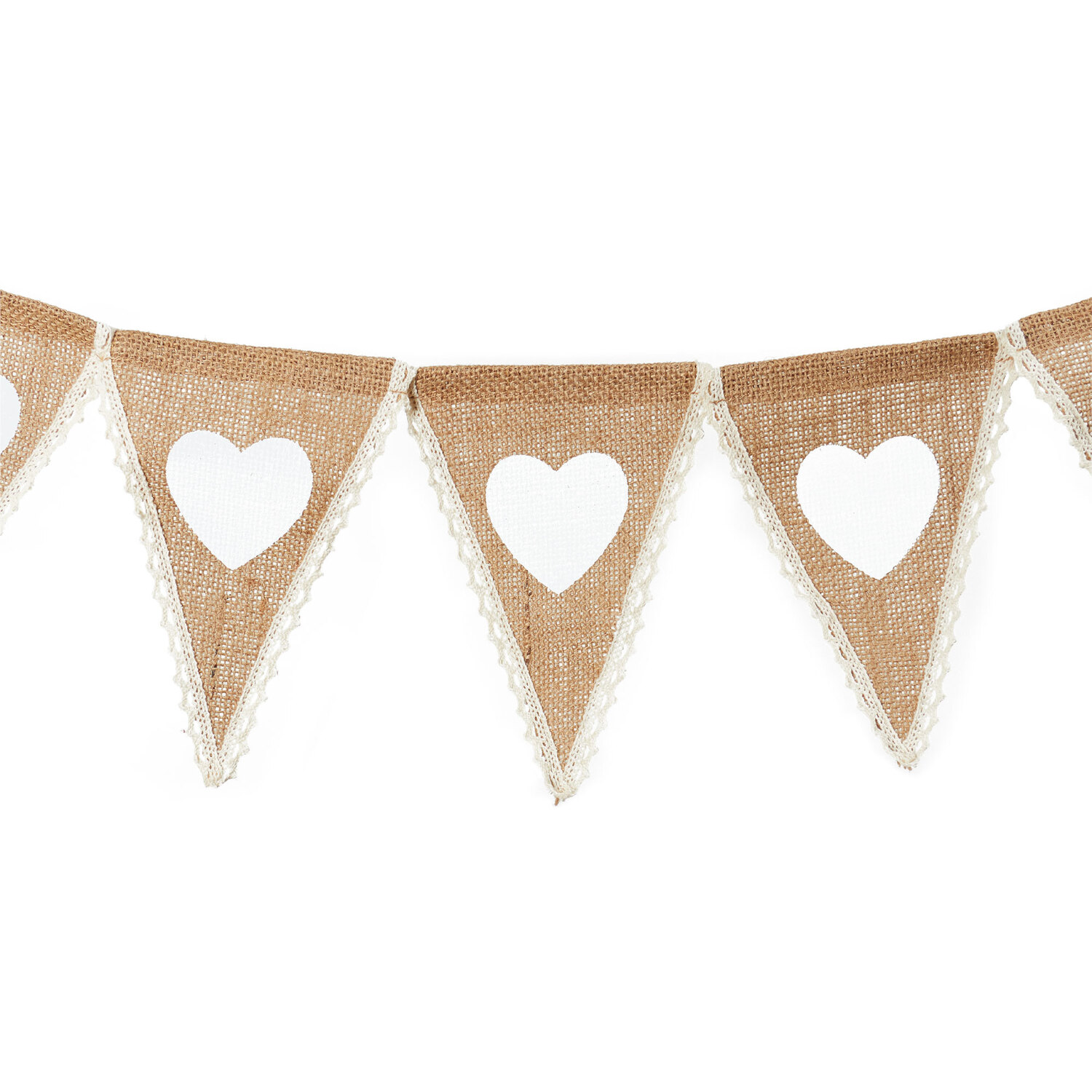 Hessian & Lace Heart Bunting - Natural Image 3