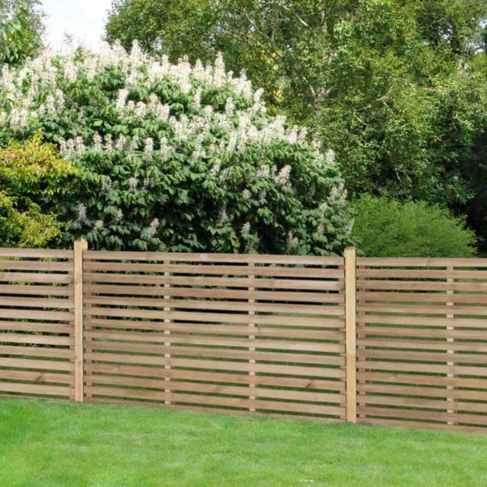 Forest Garden 6 x 3ft Pressure Treated Slatted Fence Panel Image 1