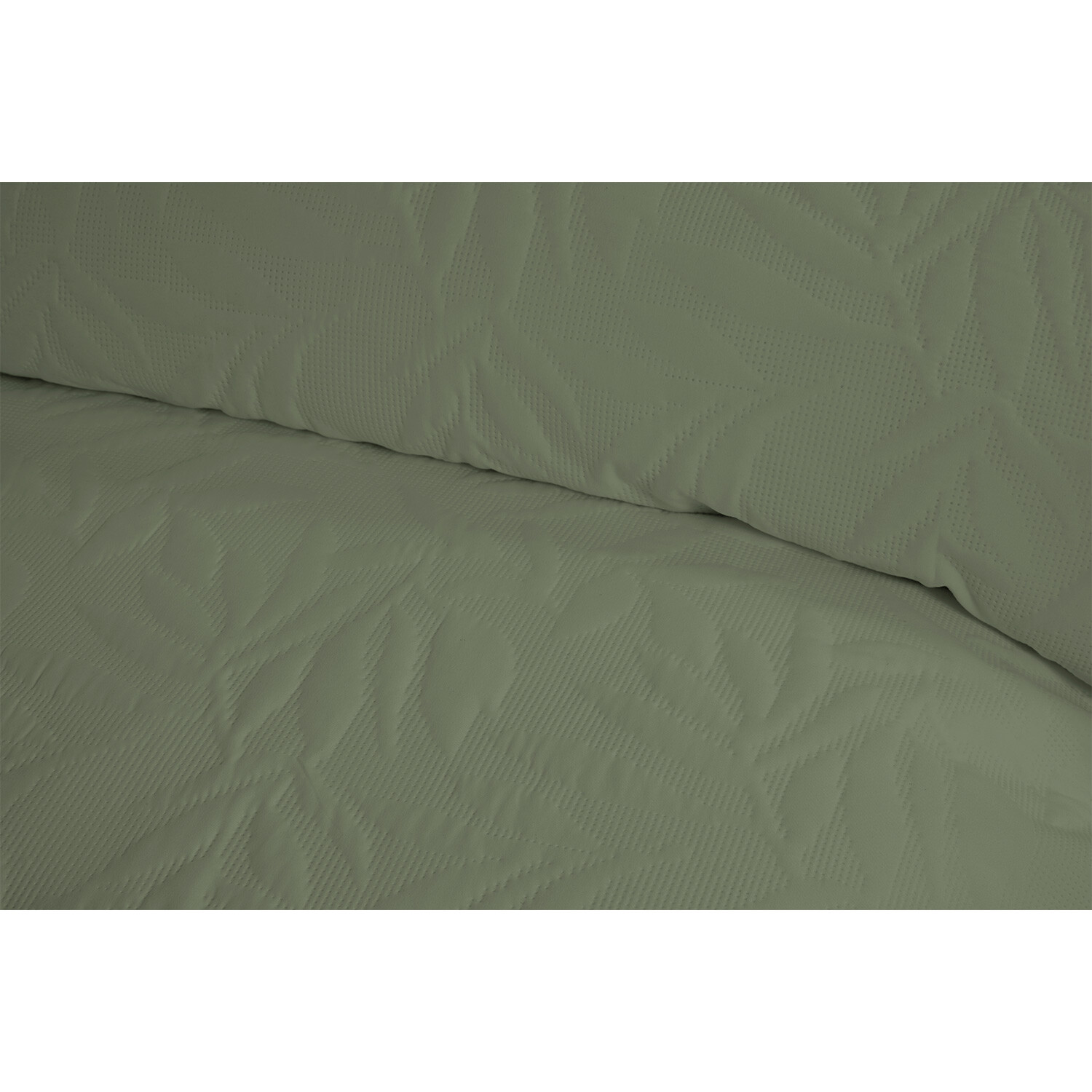 Avery Leaf Duvet Cover and Pillowcase Set - Olive Green / Double Image 3