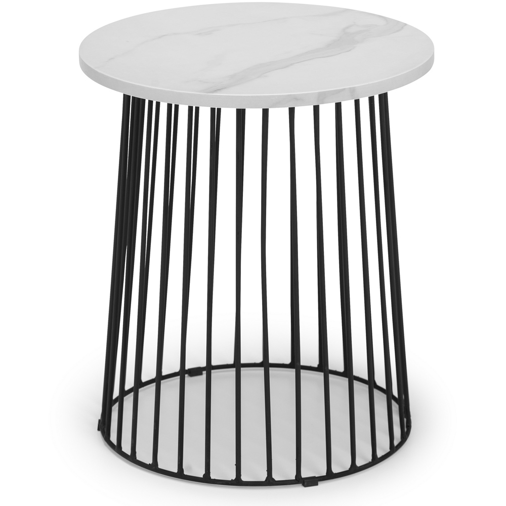Julian Bowen Broadway White Marble Round Wire Lamp Table Image 2