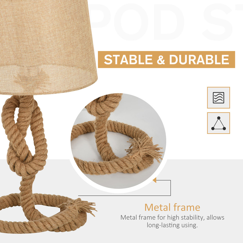 Portland Nautical Style Rope Base Beige Table Lamp Image 5