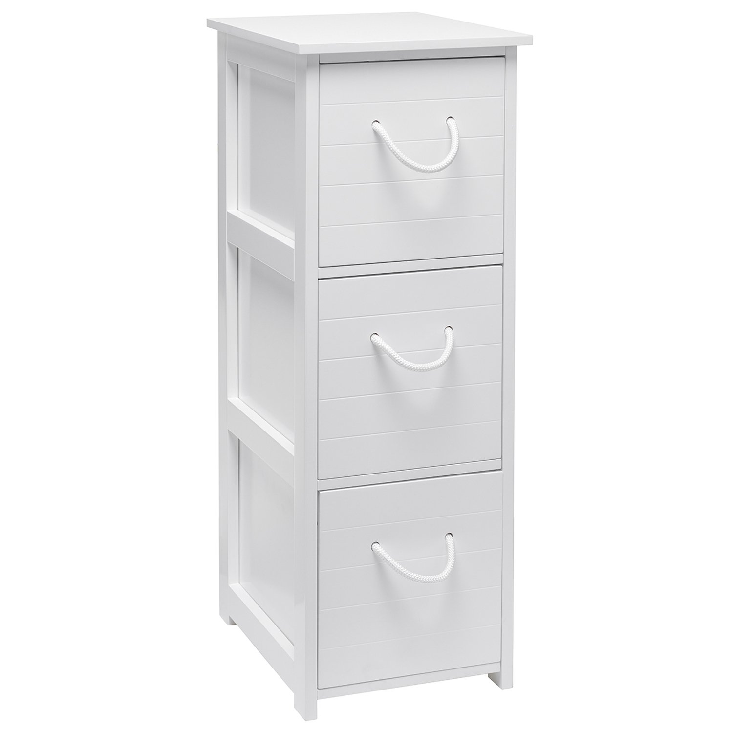 Aura 3 Drawer White Cabinet with Rope Handles Image 1