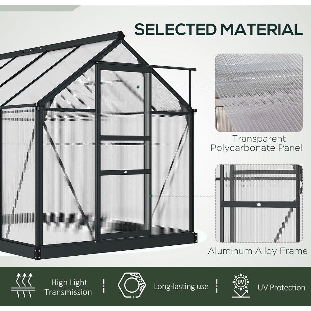 Outsunny Galvanised Aluminium Polycarbonate 6 x 8.2ft Walk In Greenhouse Image 5