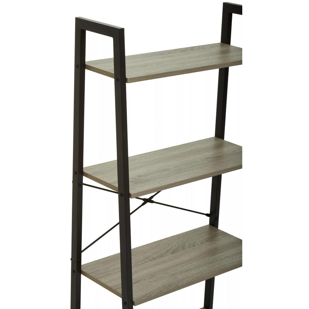 Premier Housewares Bradbury 4 Shelf Grey Oak Veneer Ladder Bookshelf Image 6