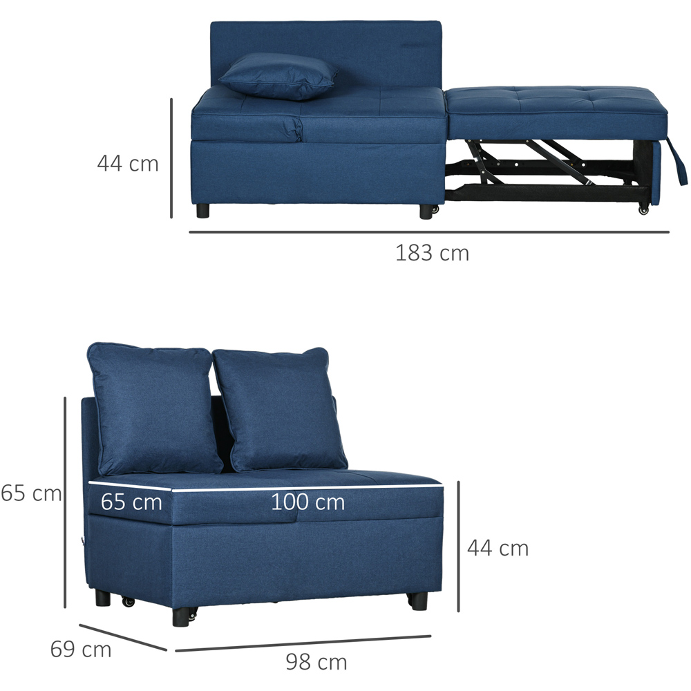 Portland Blue Single Sleeper Recliner Sofa Bed Image 8