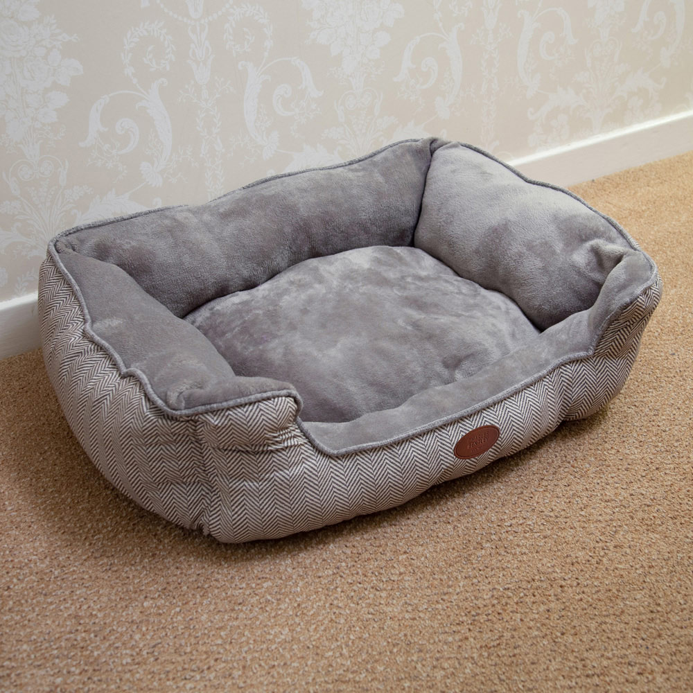 Charles Bentley Medium Grey Plush Soft Pet Bed Image 4