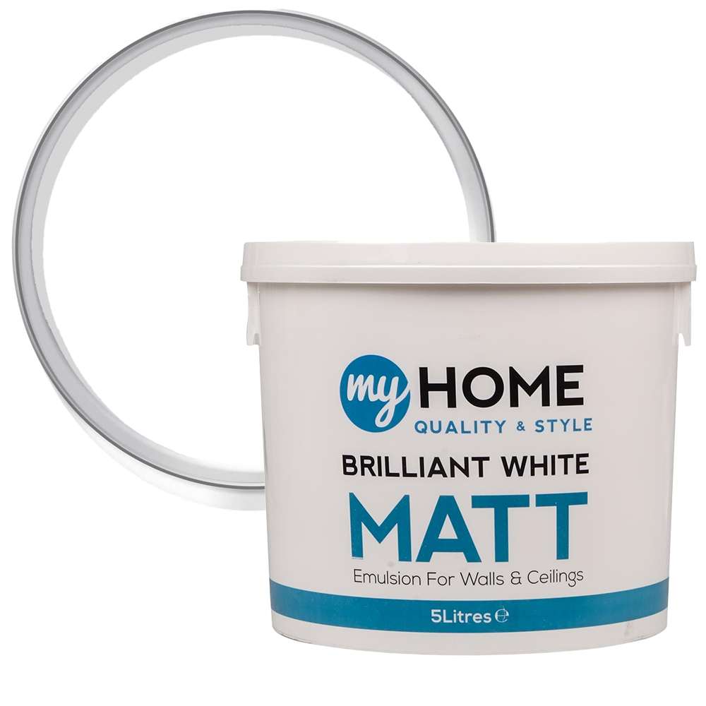 My Home Walls and Ceilings Brilliant White Matt Emulsion Paint 5L Image 1