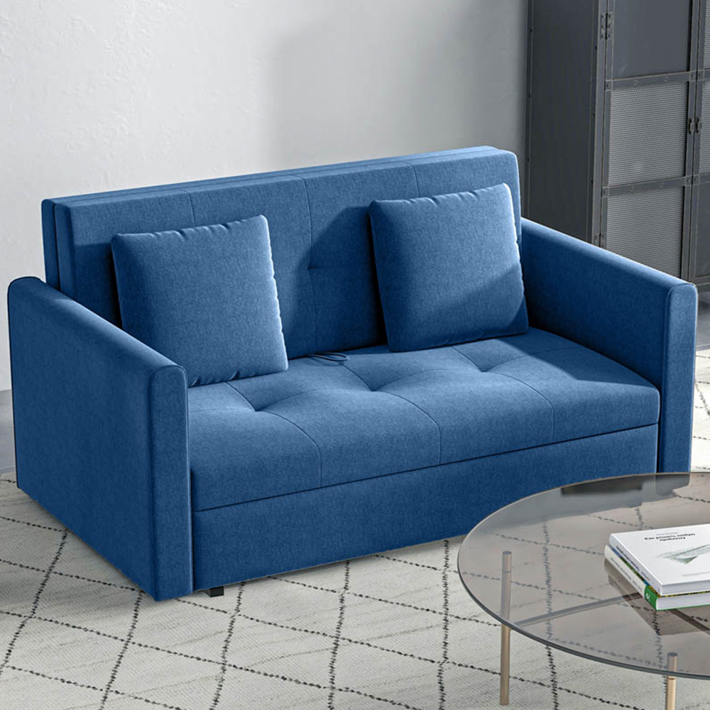 Portland Double Sleeper Dark Blue Convertible Sofa Bed Image 1