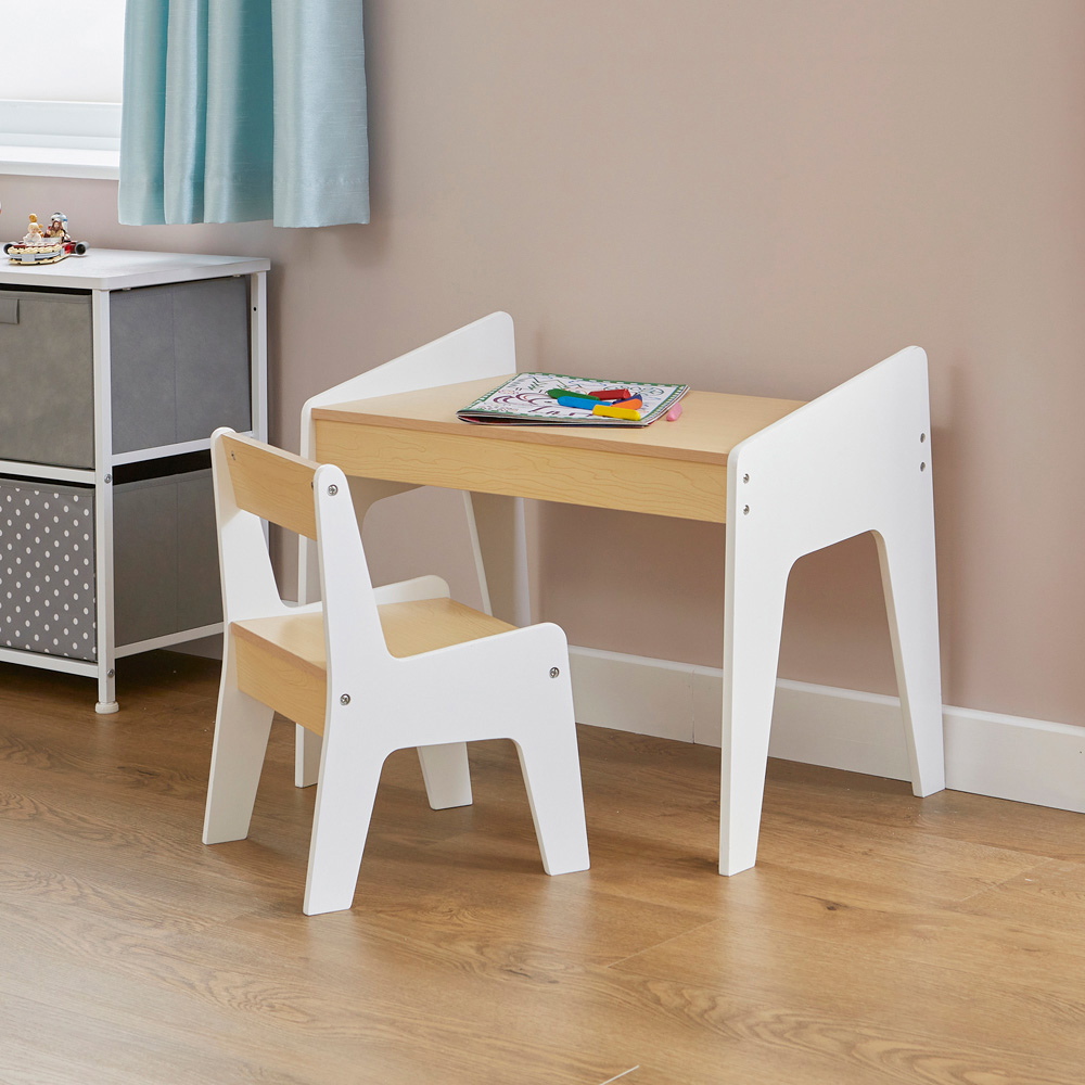 Liberty House Toys White and Pine Kids Play Table and Chair Set Image 3