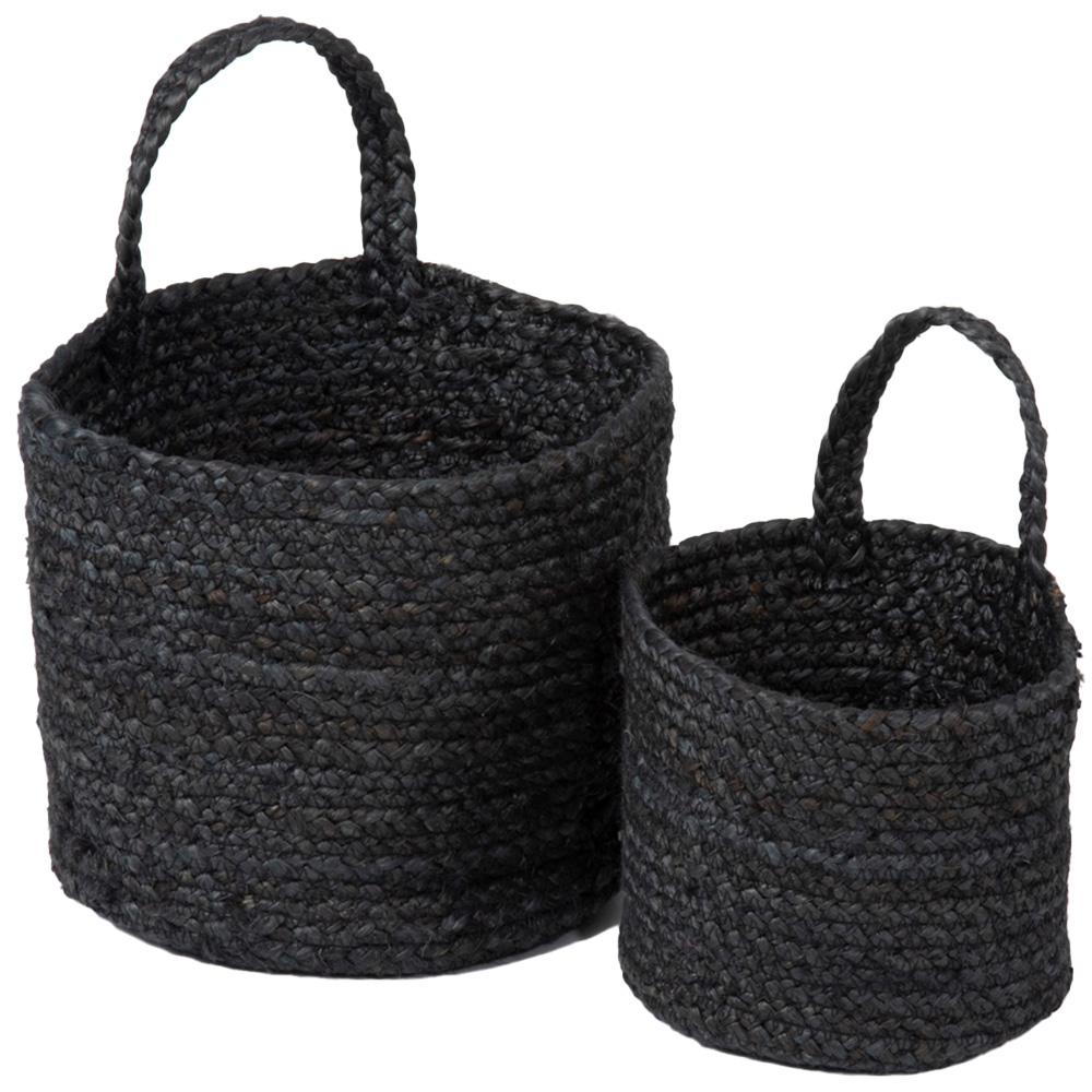 Barbican Black Jute Storage Basket Set of 2 Image 1