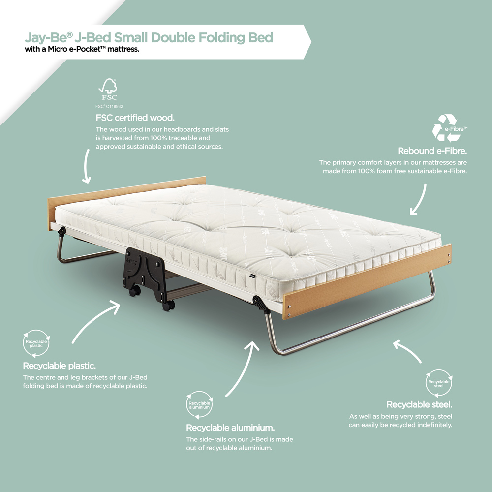 Jay-Be J-Bed Small Double Folding Bed with Anti-Allergy Micro e-Pocket Sprung Mattress Image 7