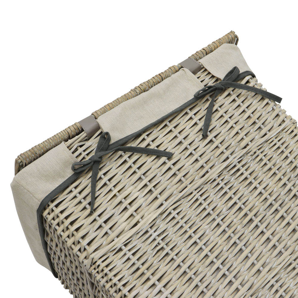 JVL Arianna Grey Rectangular Tapered Willow Linen Laundry Basket 65L Image 4
