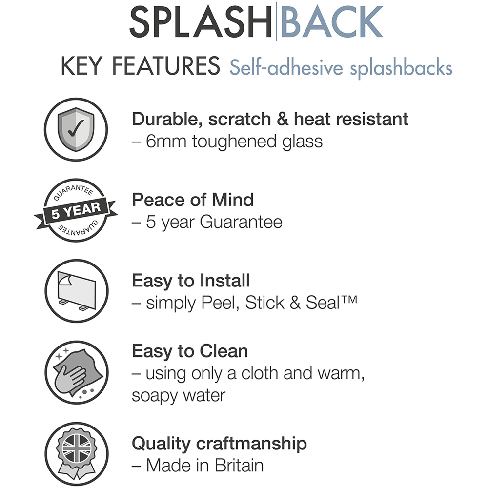 Splashback 0.6cm Thick Black Gloss Kitchen Glass 90 x 75cm Image 4