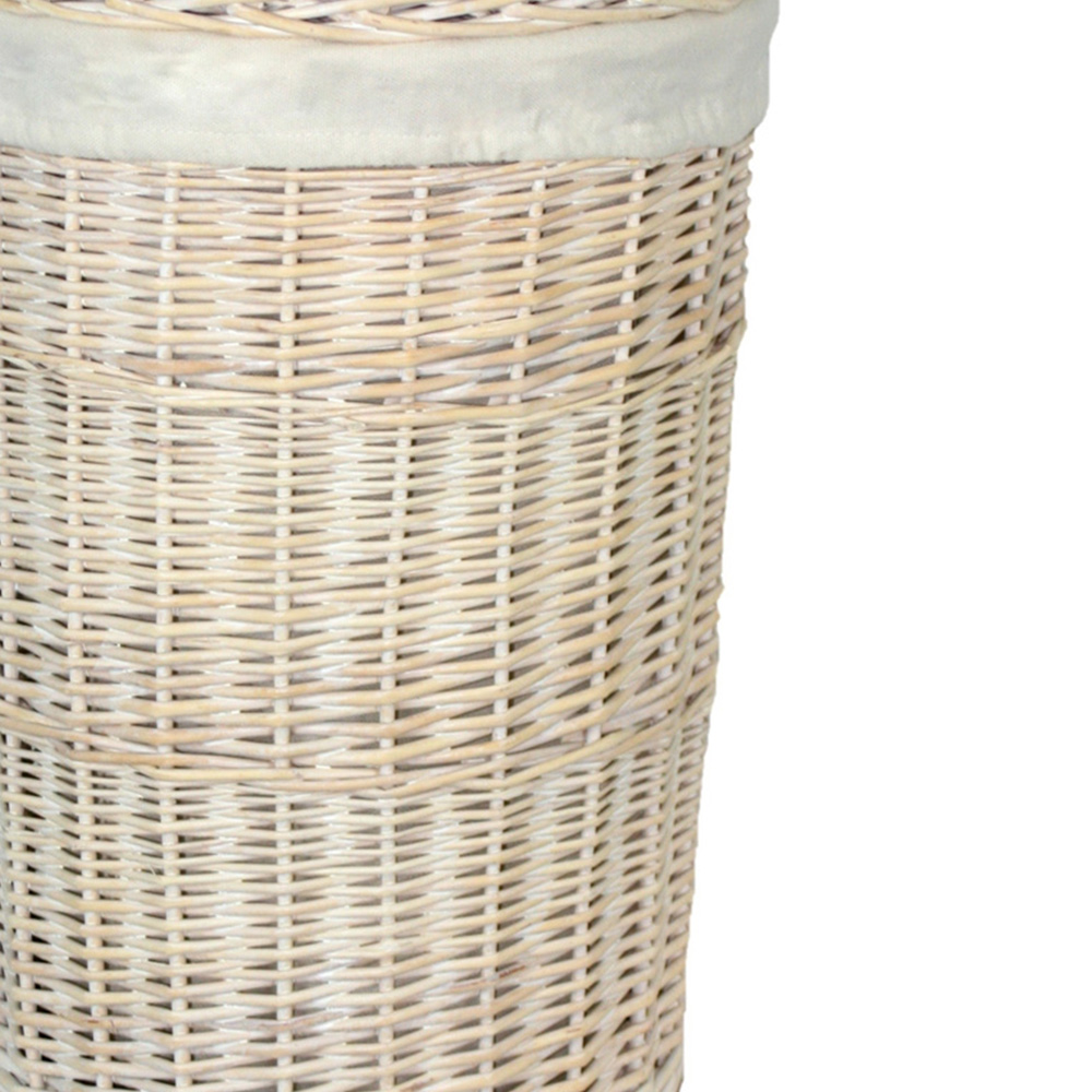 Red Hamper Small Round White Wash Lined Laundry Basket Image 3
