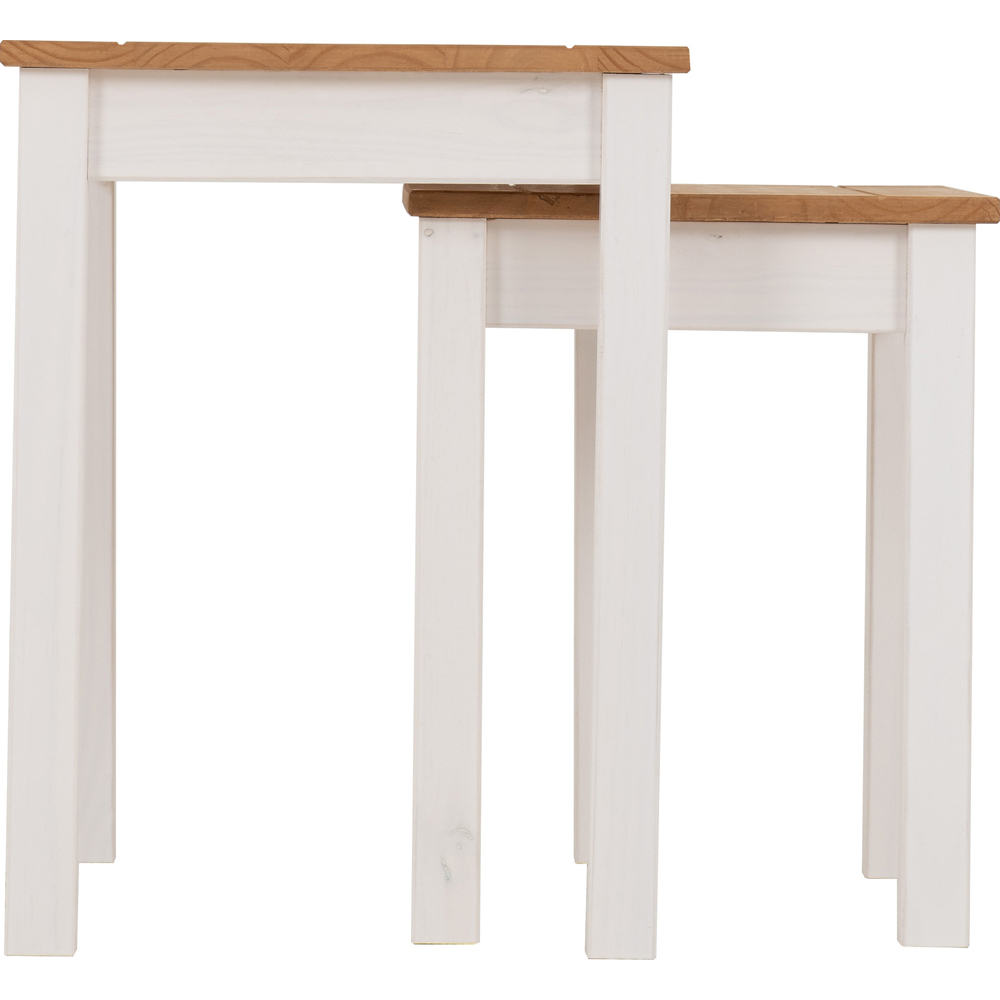 Seconique Panama White and Natural Wax Nest of Tables Set of 2 Image 4