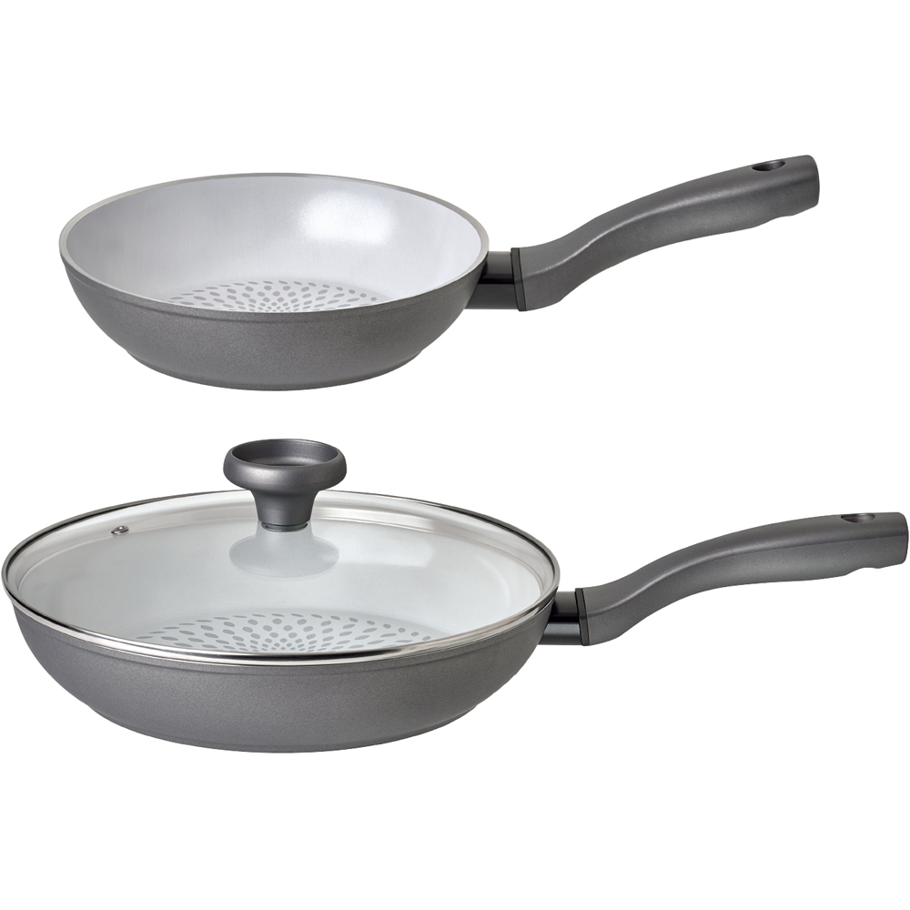 Prestige Earthpan Induction Frying Pan Set of 2 with Toughened Glass Lid Image 1