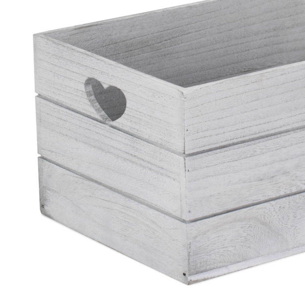 Red Hamper Vintage Effect Heart Cut Handle Large Wooden Storage Crate Image 2