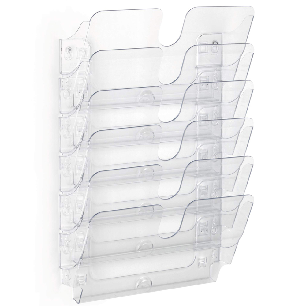 Durable FLEXIPLUS 6 Slot A4 Landscape Clear Wall Mounted Literature Holder Image 2