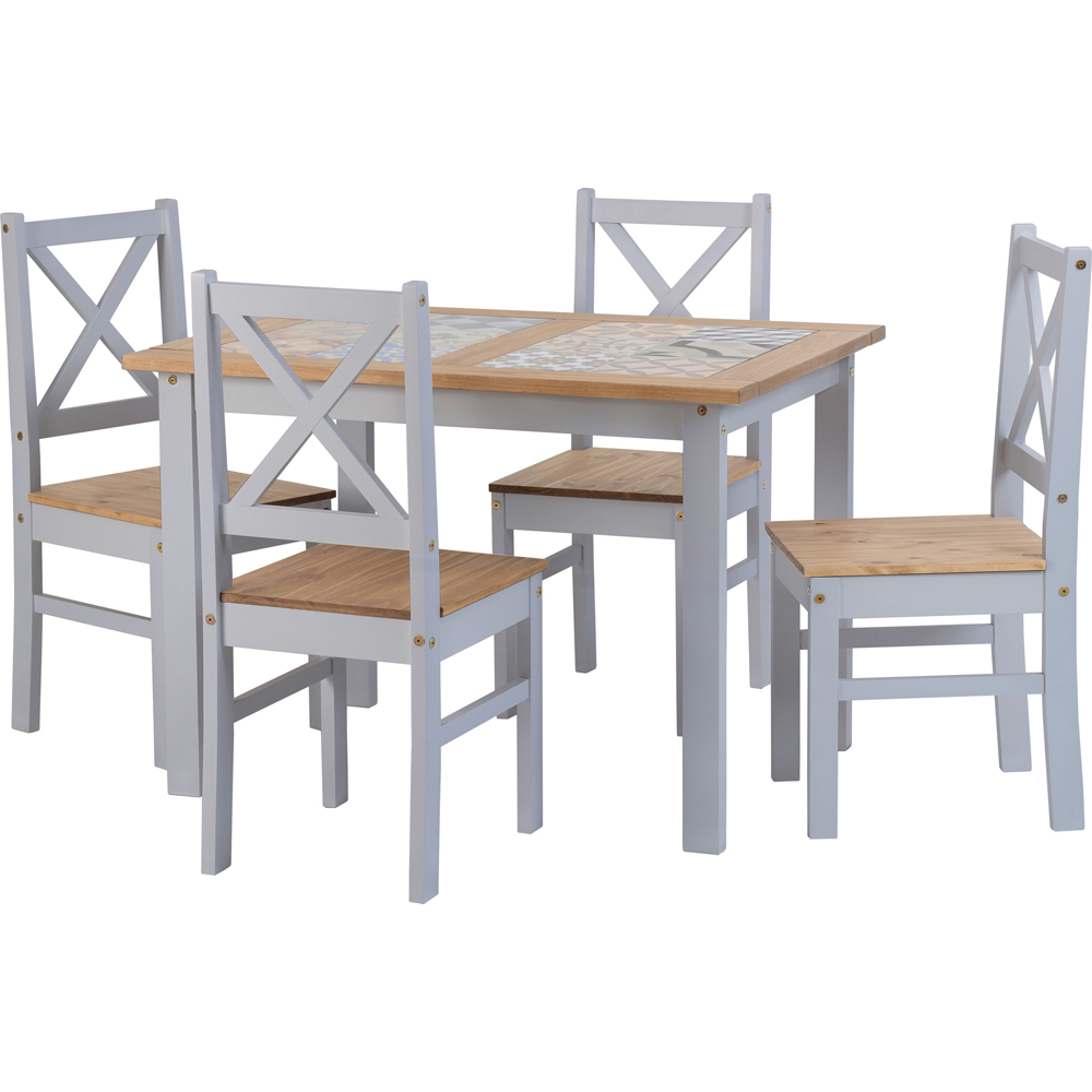 Seconique Salvador 4 Seater Dining Set Slate Grey and Distressed Waxed Pine Image 2