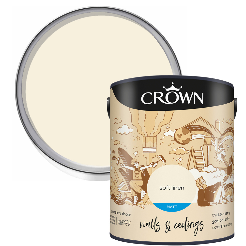 Crown Walls & Ceilings Soft Linen Matt Emulsion Paint 2.5L Image 1