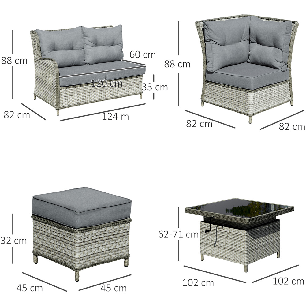 Outsunny 7 Seater Grey PE Rattan Sofa Lounge Set Image 8