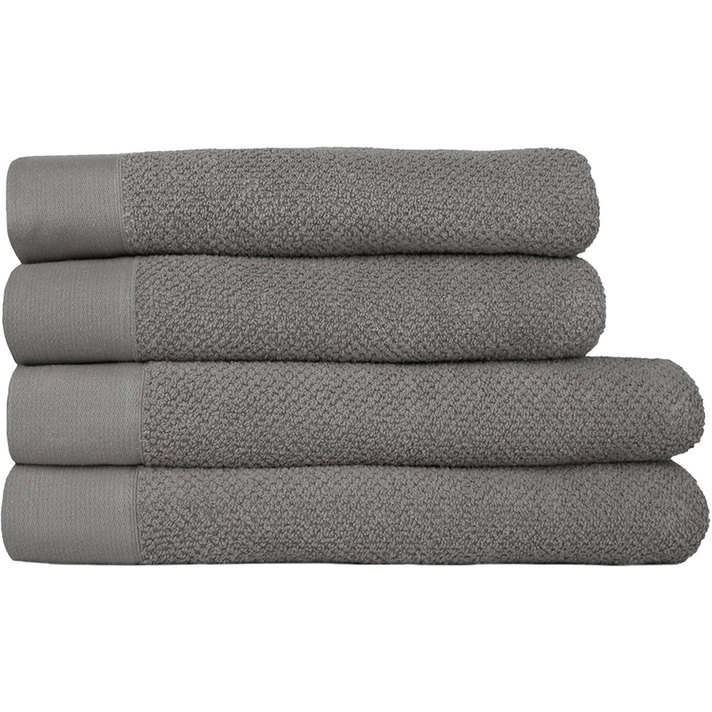furn. Textured Cotton Cool Grey Bath Towels and Sheets Set of 4 Image 1