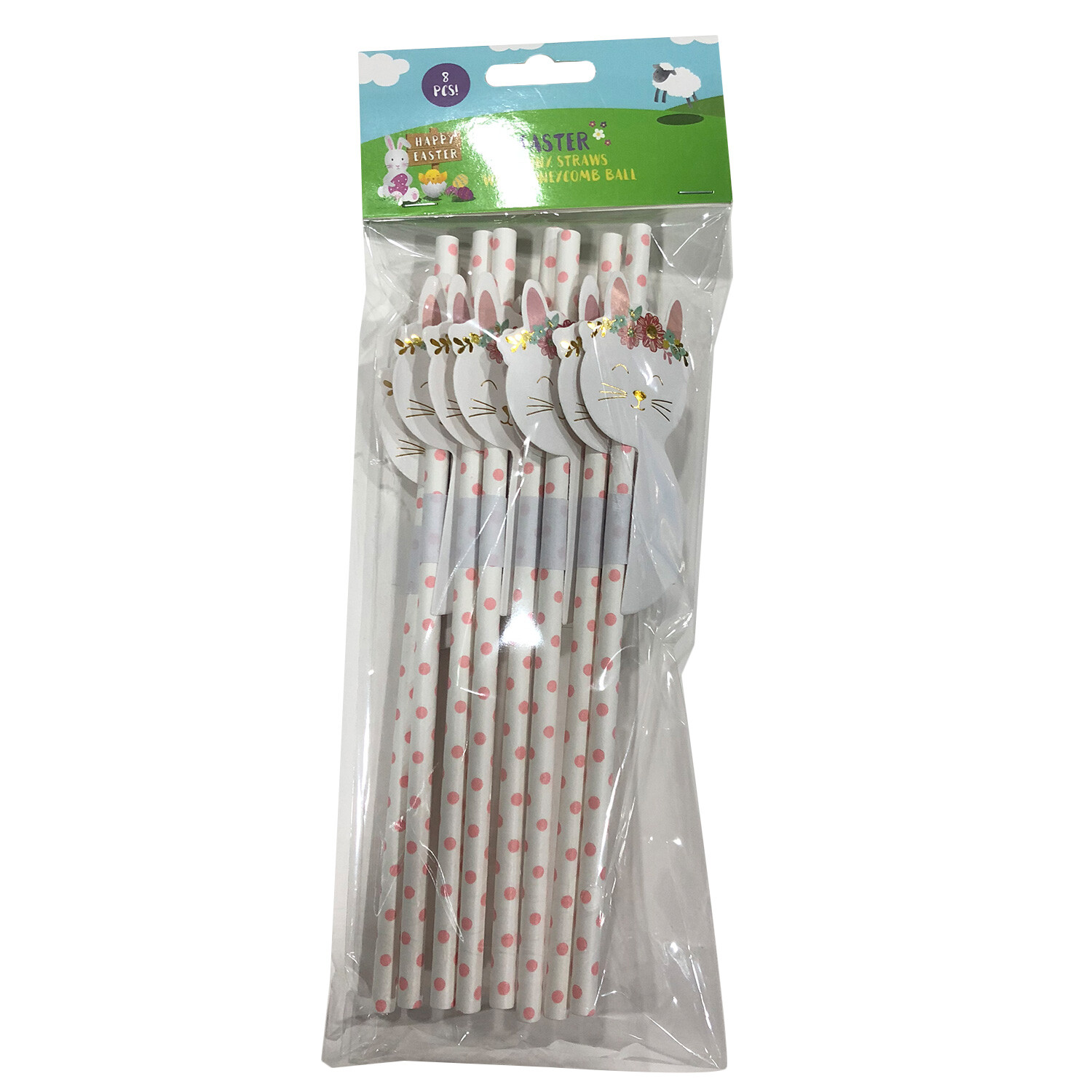 Easter Bunny Paper Straws 8 Pack Image