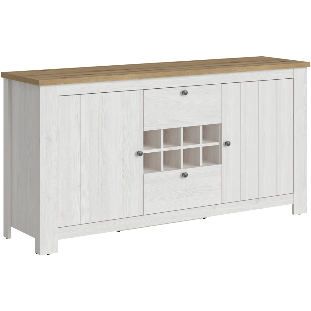 Florence Celesto 2 Door 2 Drawer White and Oak Sideboard with Display Unit Image 3