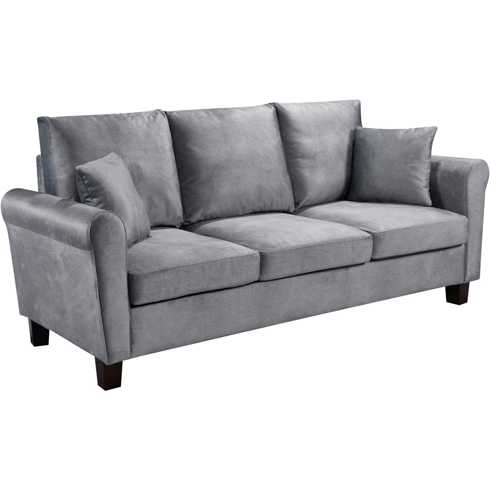 Brooklyn 3 Seater Grey Brushed Velvet Sofa Image 2