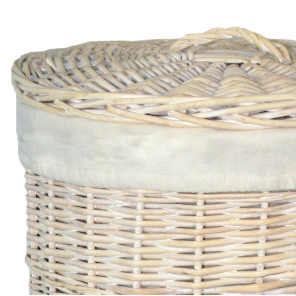 Red Hamper Small Round White Wash Lined Laundry Basket Image 2
