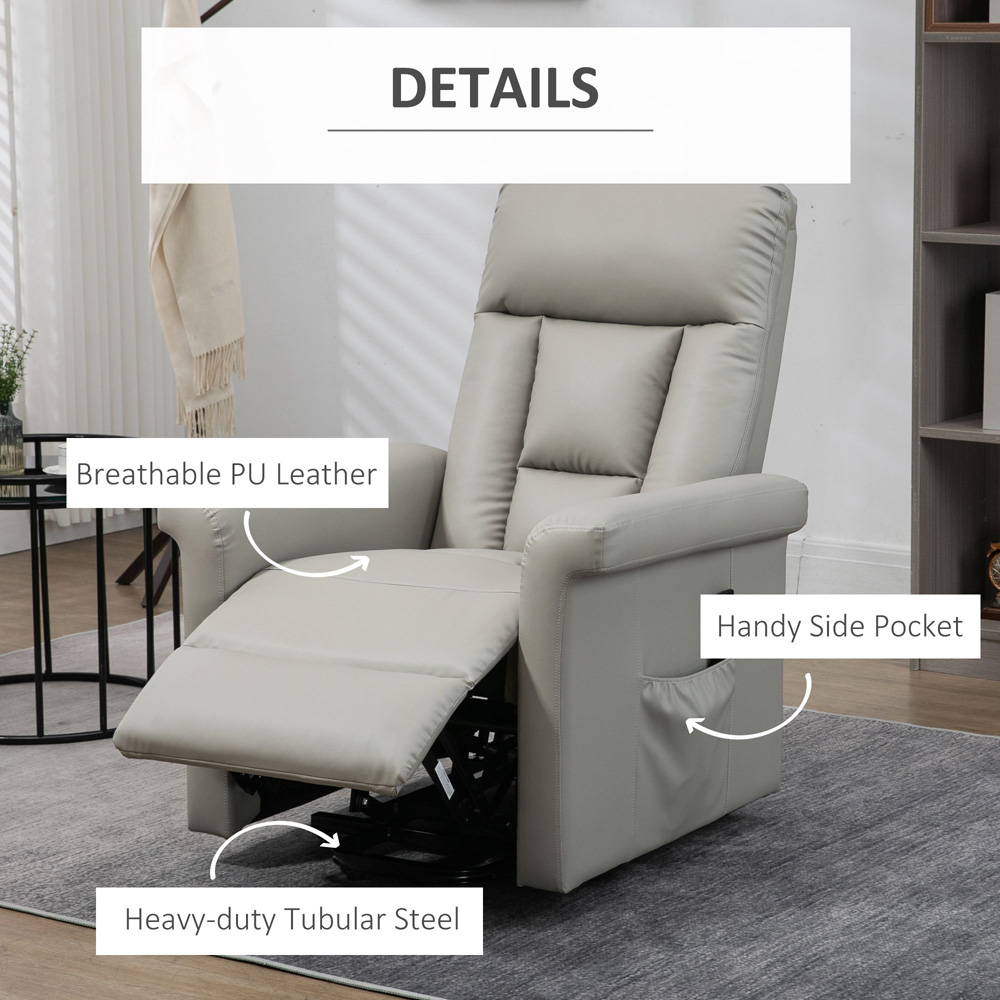 Portland Light Grey PU Leather Power Lift Recliner Chair with Remote Image 4