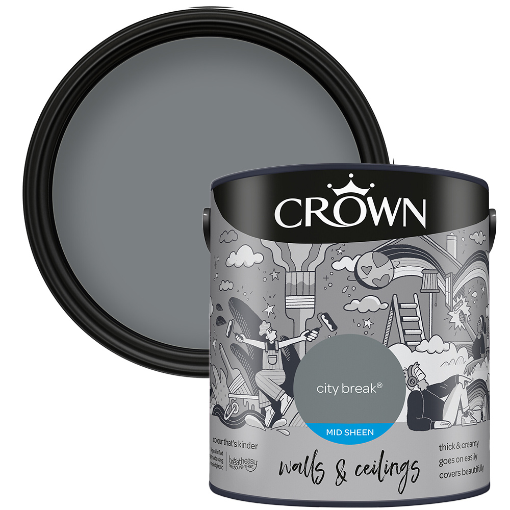 Crown Walls & Ceilings City Break Mid Sheen Emulsion Paint 2.5L Image 1