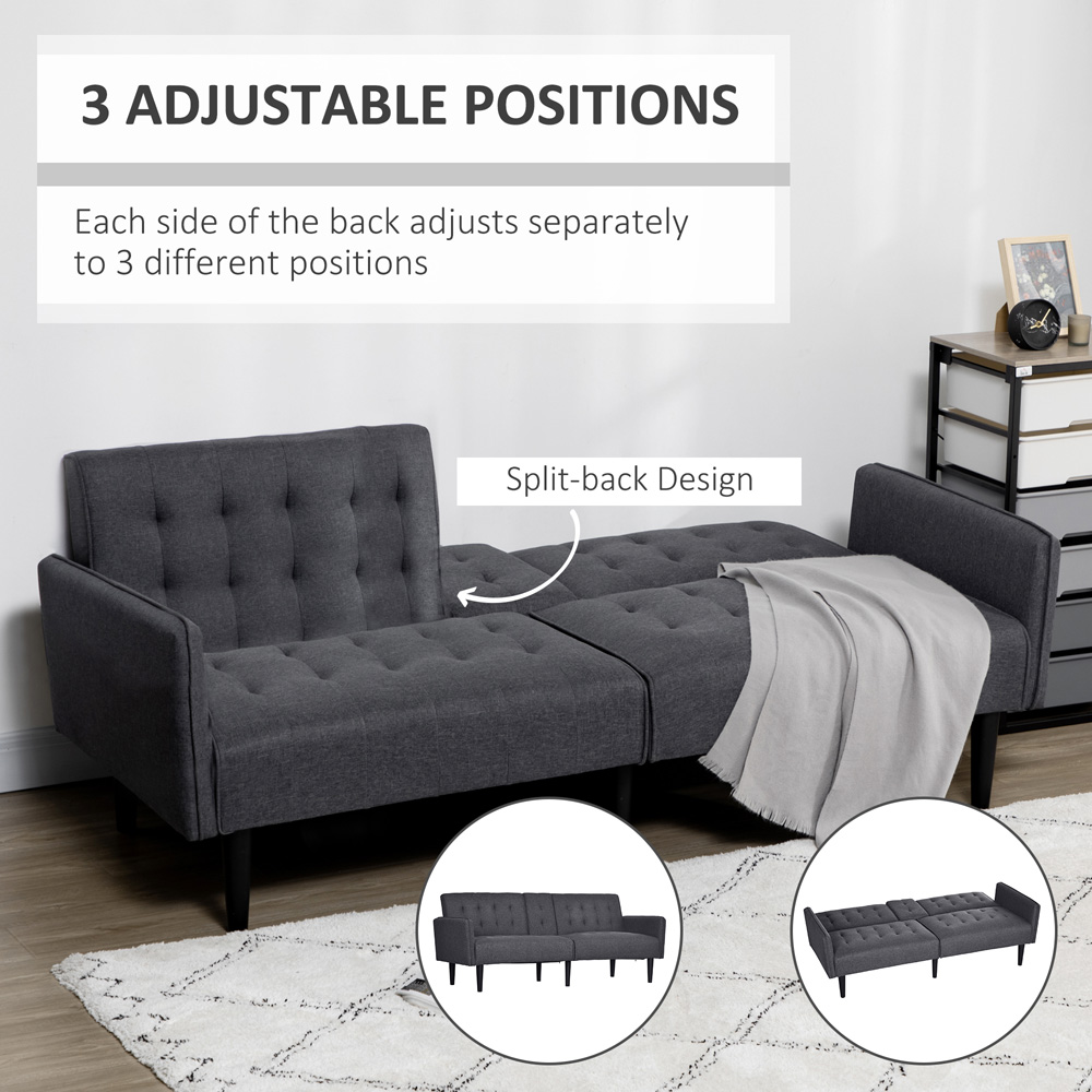 Portland Single Sleeper Grey Upholstered Linen-Feel Sofa Bed Image 6