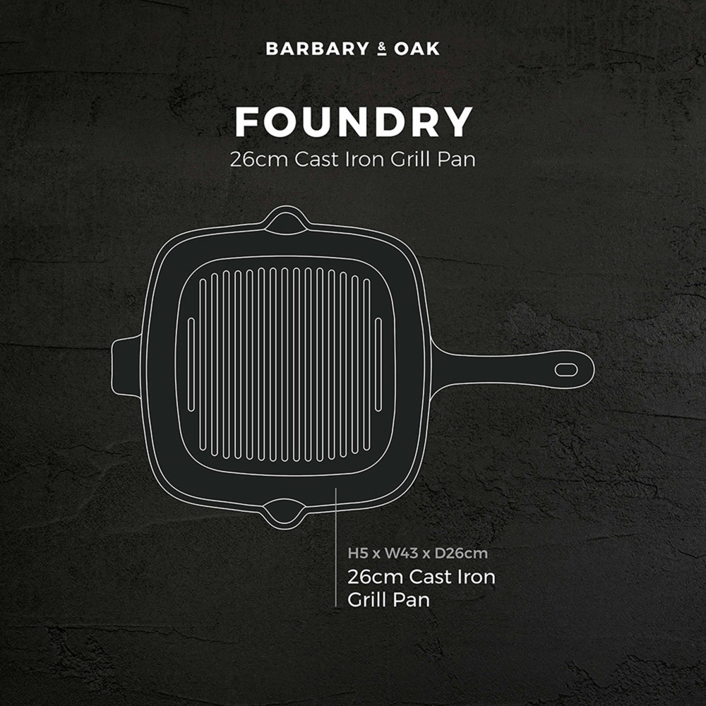 Barbary and Oak 26cm Red Cast Iron Grill Pan Image 8
