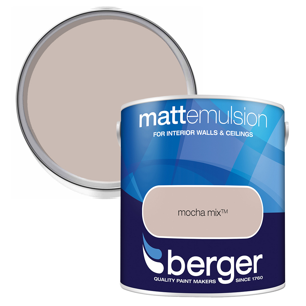 Berger Walls & Ceilings Mocha Mix Matt Emulsion Paint 2.5L Image 1