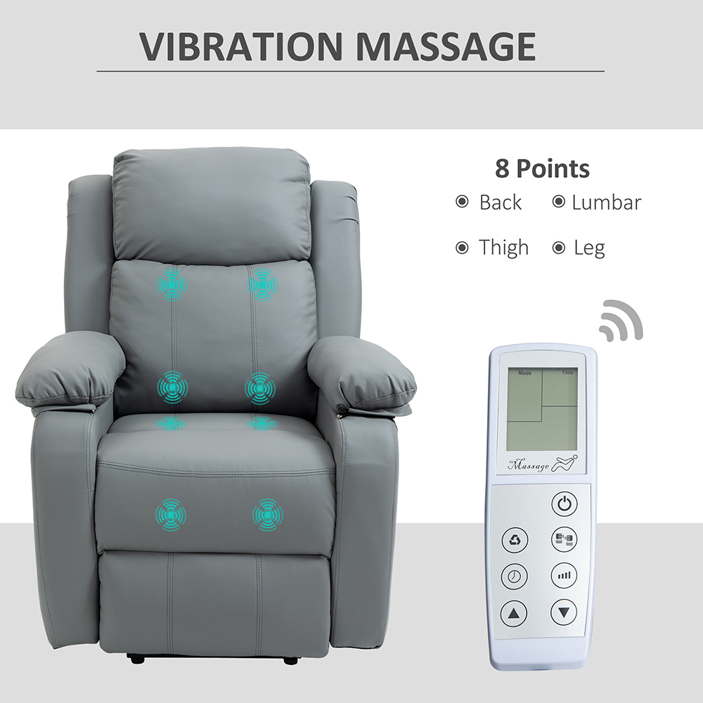 Portland Grey PU Leather Power Lift Reclining Massage Chair with Remote Image 6